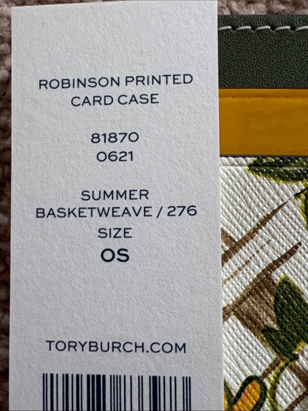 Tory Burch Robinson Yellow & Green Floral Bird Card Holder with Gold Logo - Picture 6 of 7